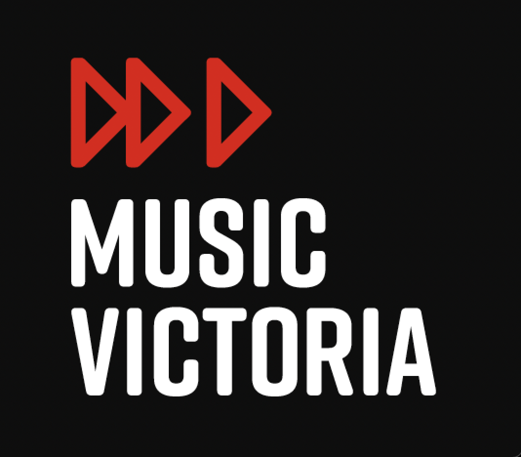 Music Victoria logo with 3 red triangles.