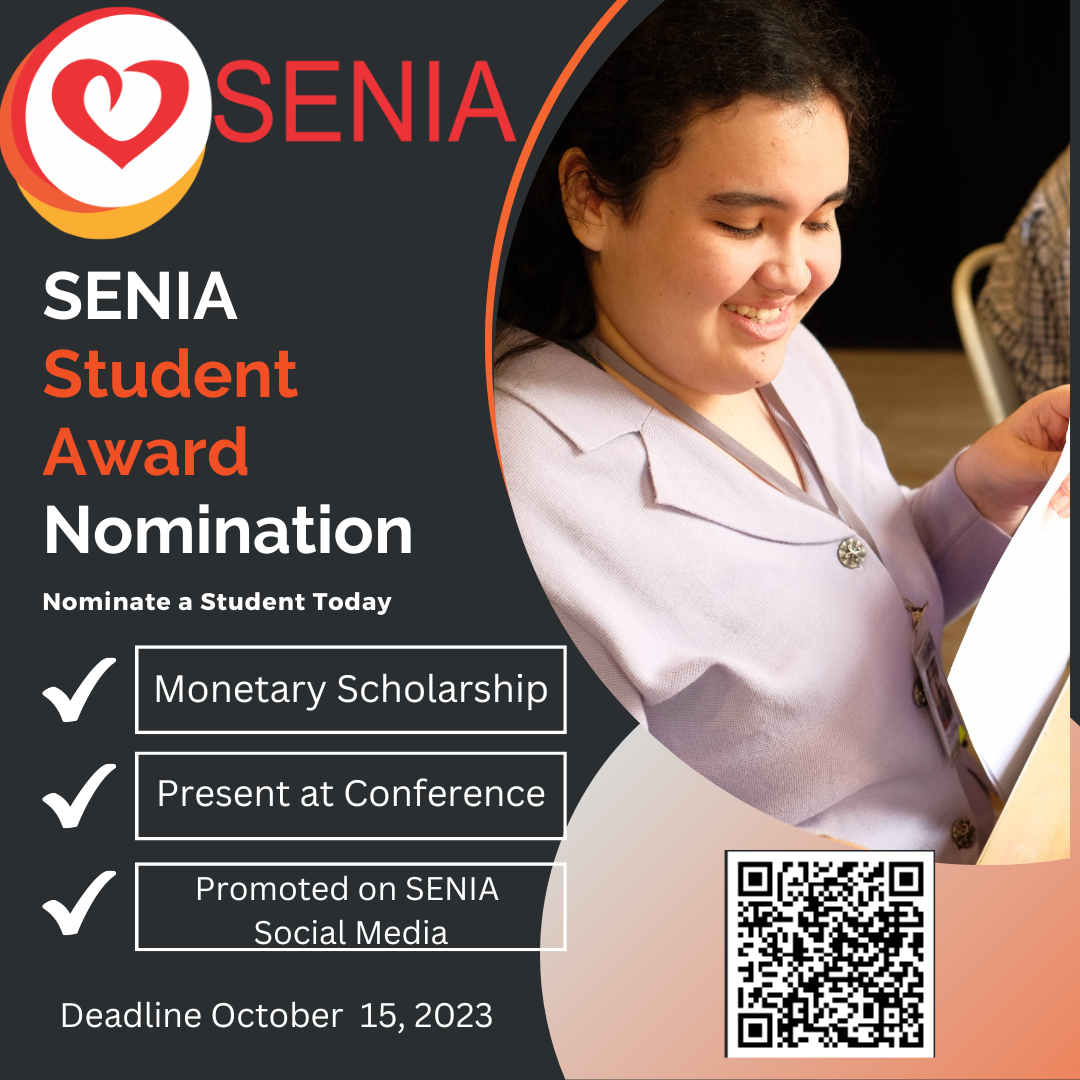 A poster for the SENIA student award nomination.