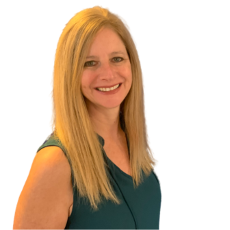 Headshot of Lori Boll, SENIA International's Executive Director. Lori is a white woman with long blonde hair, wearing a green blouse.